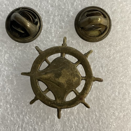 US Army Transportation Brass Wheel Pin With Double Clutch Back GnuCollectibles - Picture 3 of 11