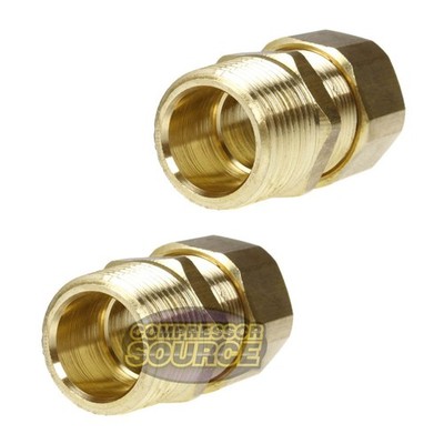 3/4'' x 3/4'' Tube OD x Male NPTF Compression Adapter Solid Brass Fitting 2-Pack