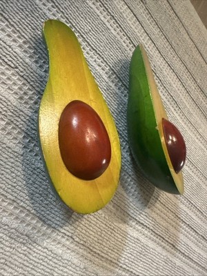 Wooden Avocado Halves 2 Pc 6 x 2  Kitchen Decor