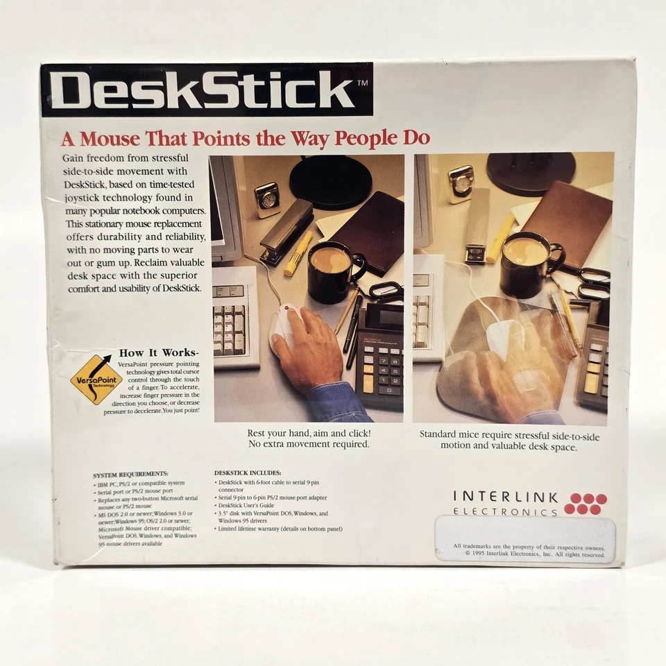 VINTAGE INTERLINK DESKSTICK MOUSE THINKPAD NUB JOYSTICK 1995 SEALED RARE 90's - Image 2 of 4