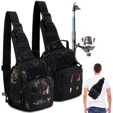 2 Pcs Small Fishing Backpack Fly Fishing Sling Pack Compact Waterproof Outd...