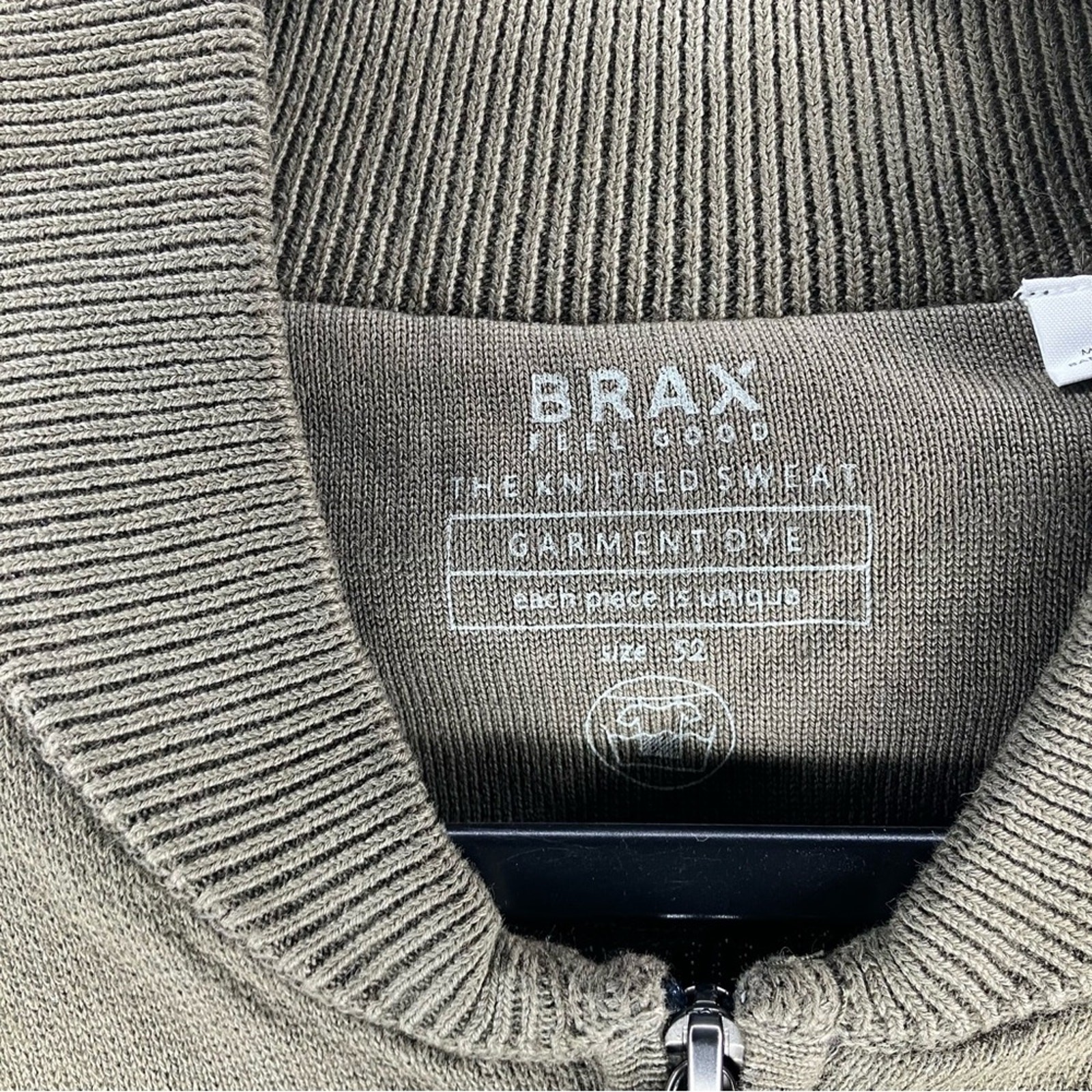 NWT BRAX Joshua The Knitted Sweater Organic Cotton Cardigan Olive Green Large image 5
