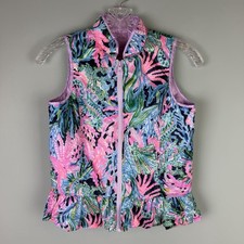 Lilly Pulitzer Melanie Puffer Quilted Reversible Down Vest Girls Size L