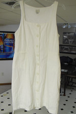 Women's A New Day Sleeveless Button Up Lined Dress Waist Tie Ivory Size M