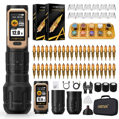 Ambition Soldier Pro 520 Wireless Tattoo Machine Kit Coreless Motor 2400mAh USA