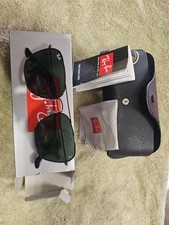 Ray-Ban ORB3136 Caravan Aviator Sunglasses Silver Metal Green Glass 100 UV