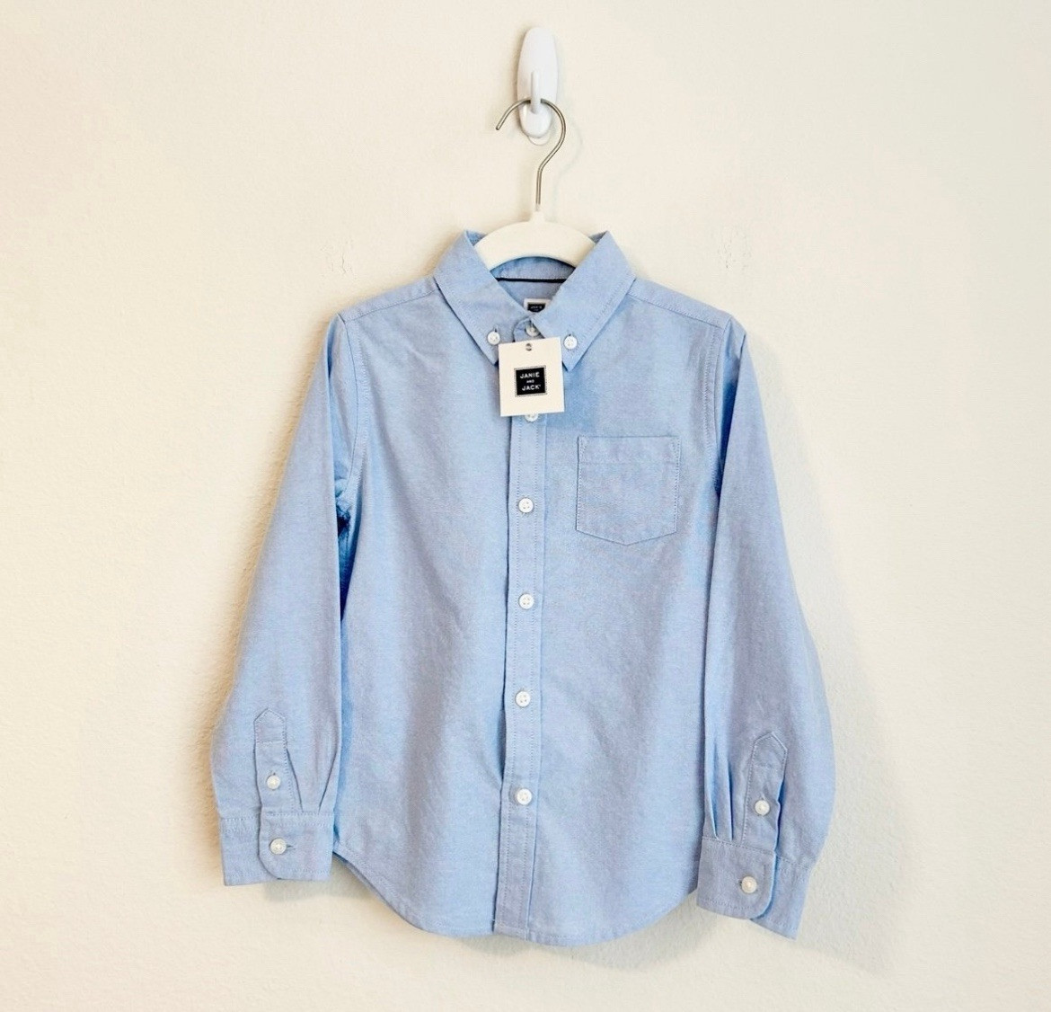 New Janie and Jack Oxford Shirt Long Sleeve Button Down Preppy Blue, Boys 4