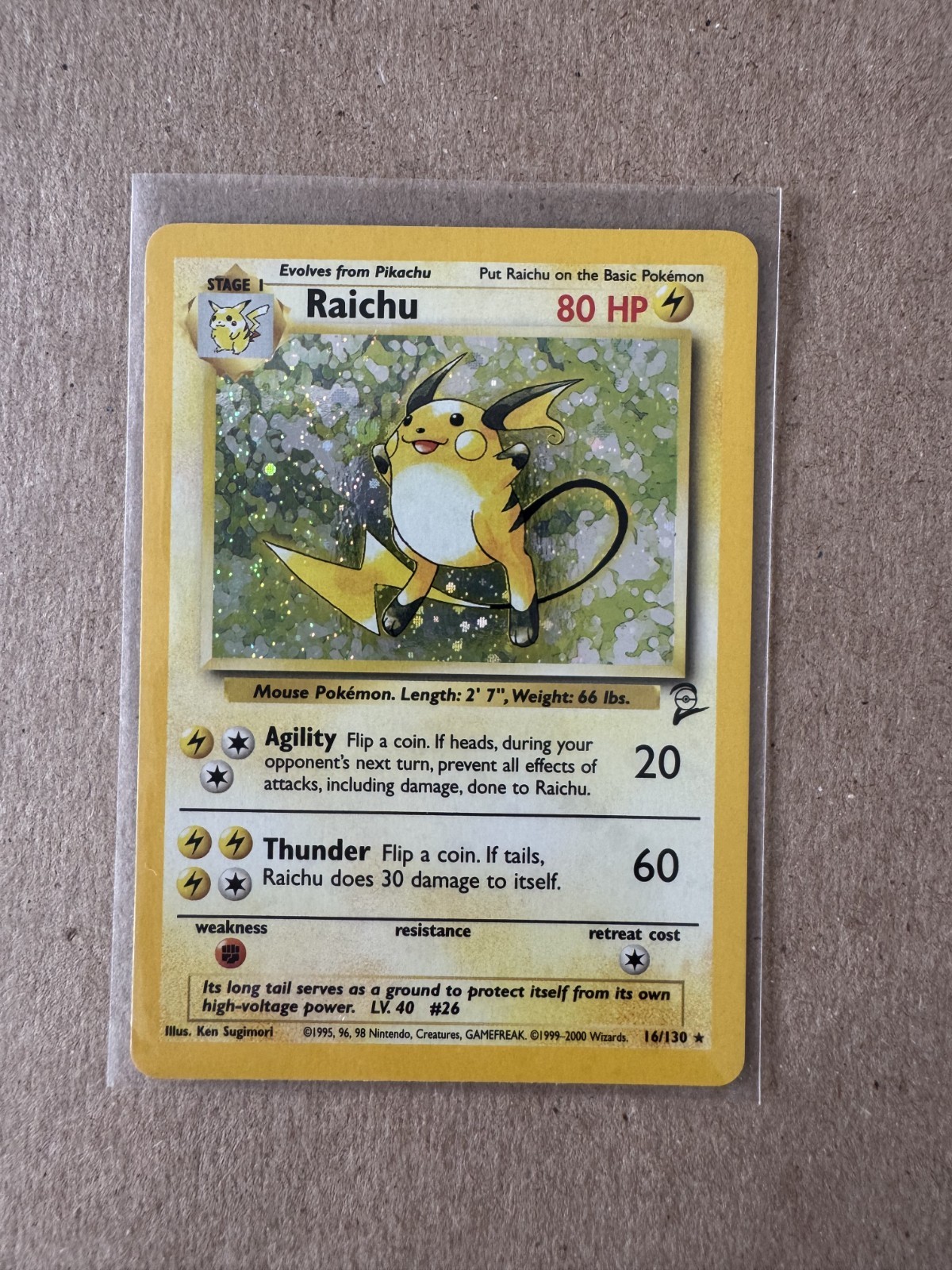 Pokemon Card Raichu 16/130 Base Set 2 Rare Holo