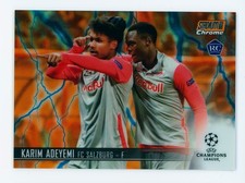 2020-21 Karim Adeyemi Topps Stadium Club Chrome Orange/Blue Rookie Card 6/10. rookie card picture