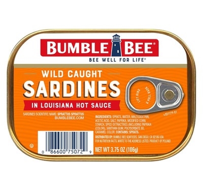 Sardines in Louisiana Hot Sauce, 3.75 Oz Tin - Wild Caught, Gluten Free, Keto, K