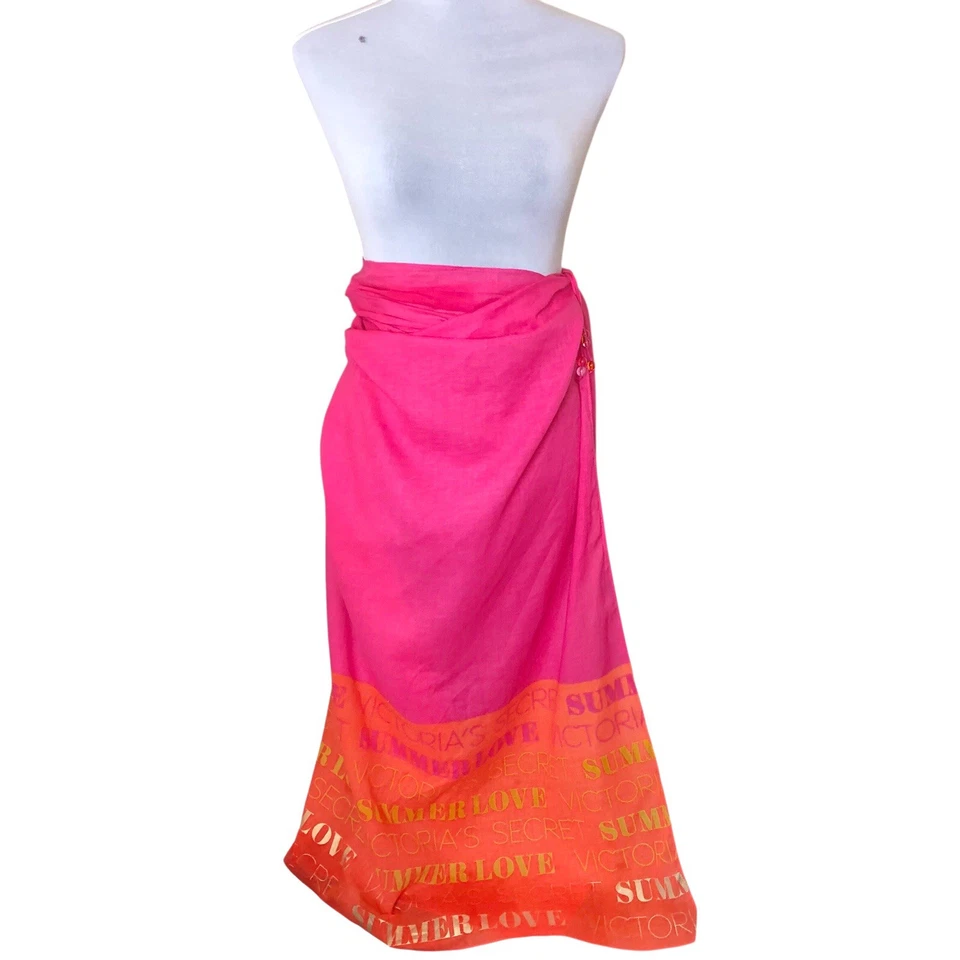 Victorias Secret Playa Cubrimiento Crucero Vacaciones Vacaciones Rosa Naranja 100% Algodón Foto 4 de 4