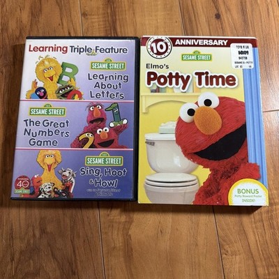 Sesame Street Learning Triple Feature & Elmos Potty Time DVD 2006 2010 Elmo