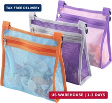 Large Beach Bag with Zipper - Lightweight Mesh Bag for Swimming Pool S