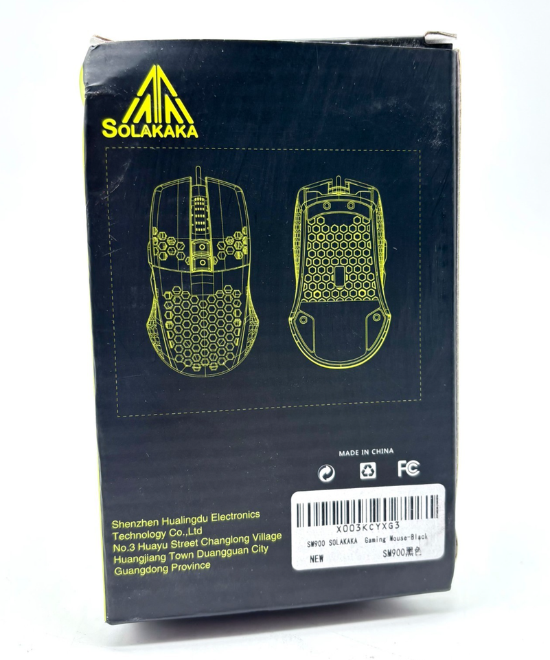Solac Mouse Solakaka SM900 Wired Gaming Mouse Honeycomb Shell RGB DPI 12800 - Black ...