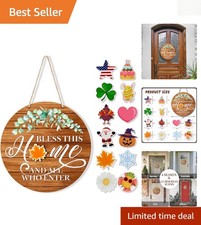 Personalize Your Entryway: Rustic 12-Inch Welcome Sign with 12 Seasonal Pieces