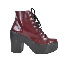Topshop Plateau Stiefeletten Burgund Ochsenblut UK 6 Blockabsatz Gothic Party