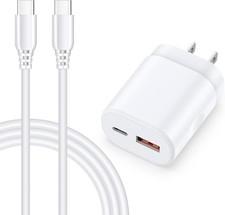 25W USB-C Fast Charger Block for Samsung Galaxy A17 5G, iPhone 17 Pro Max 6FT