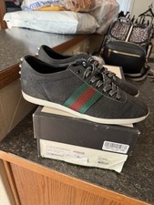 men’s gucci black glitter bambi low stud web sneaker size 7.5G (size 8 U.S.)