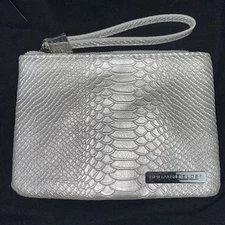 Rodan + Fields Wristlet Womens Silver Snake Pattern Clutch Make Up Bag Purse