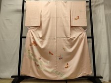 Japanese Kimono Embroidery Butterfly Gold Color Pure Silk Master
