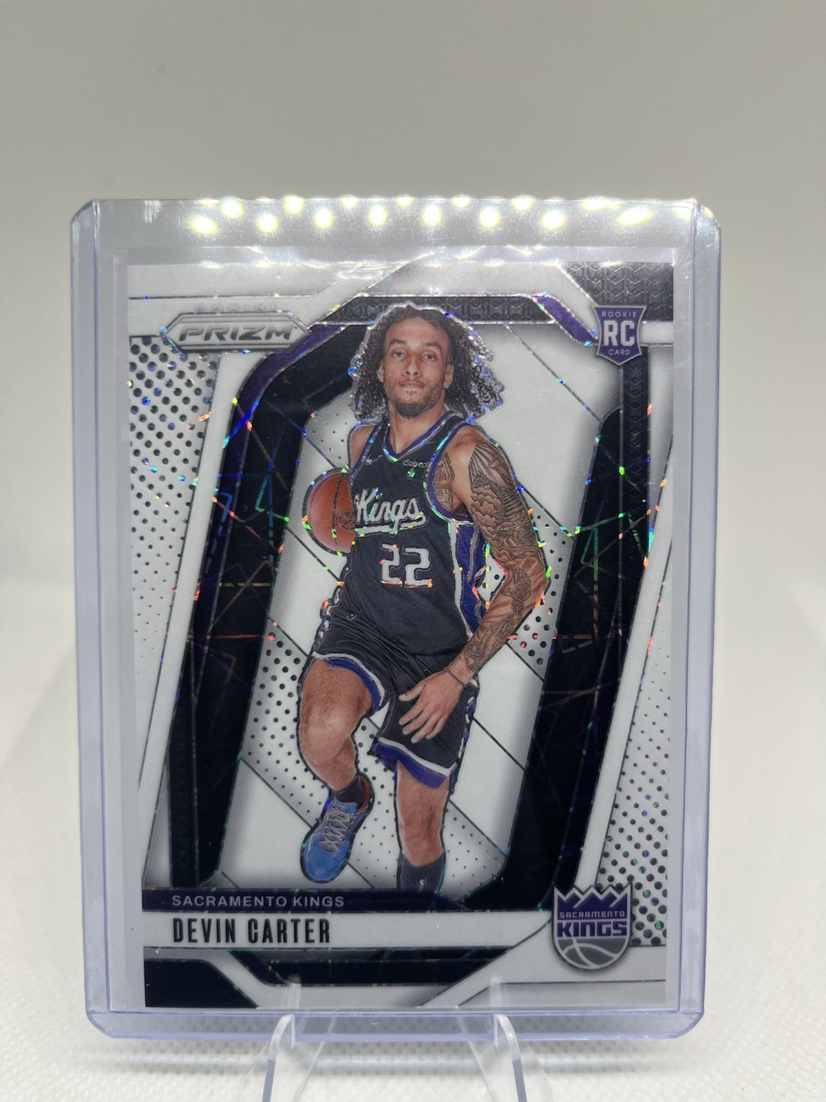 2024-25 Panini Prizm #231 Devin Carter White Velocity Prizm #/275