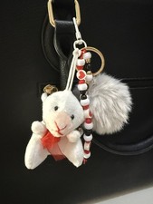 Plush Bear Keychain Beaded Charm Bag Pendant Phone Purse Backpack Pom Pom New