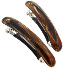 French Thin Oval No-Slip Hair Barrette, Set of 2 - Navette
