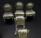 Vintage Pewter Miniature Dining Chair Set Of 9 Place Seating Card Holders 2” T — photo 4