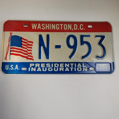 1981 Washington D.C. Presidential Inauguration License Plate Ronald Reagan 