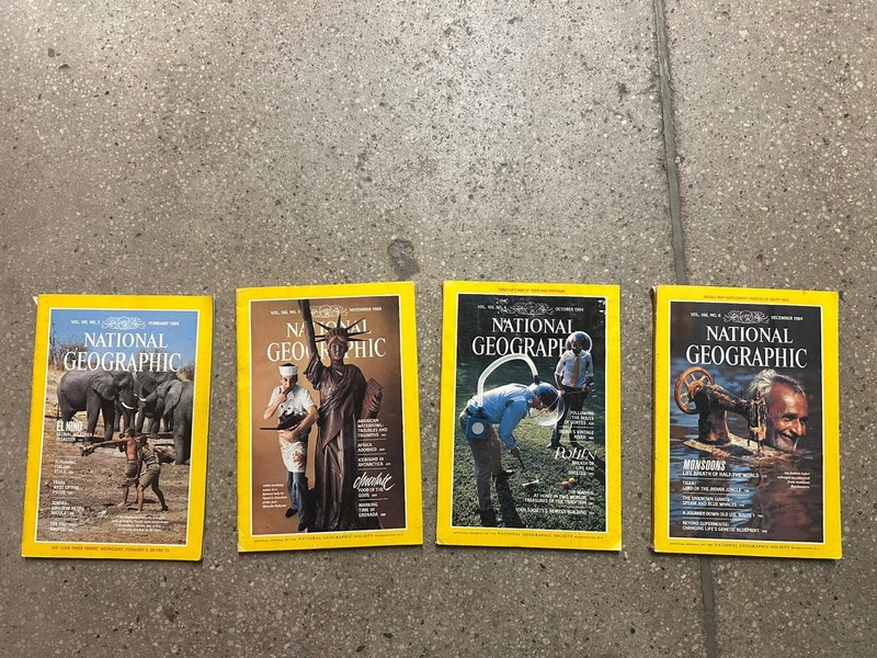 Vintage Lot of 4 National Geographic Magazines Feb Oct Nov & Dec 1984. Preowned!