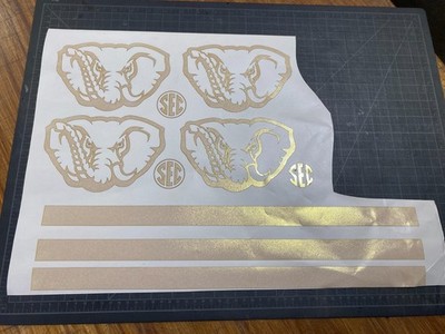 Bama Alternate Logo Full Size Helmet Decals  2 sets. Razzle Dazzle Edition