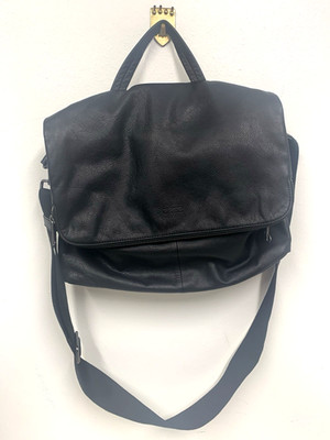 BREE Pebble Black Shoulder Strap Business Messenger Leather Satchel Bag