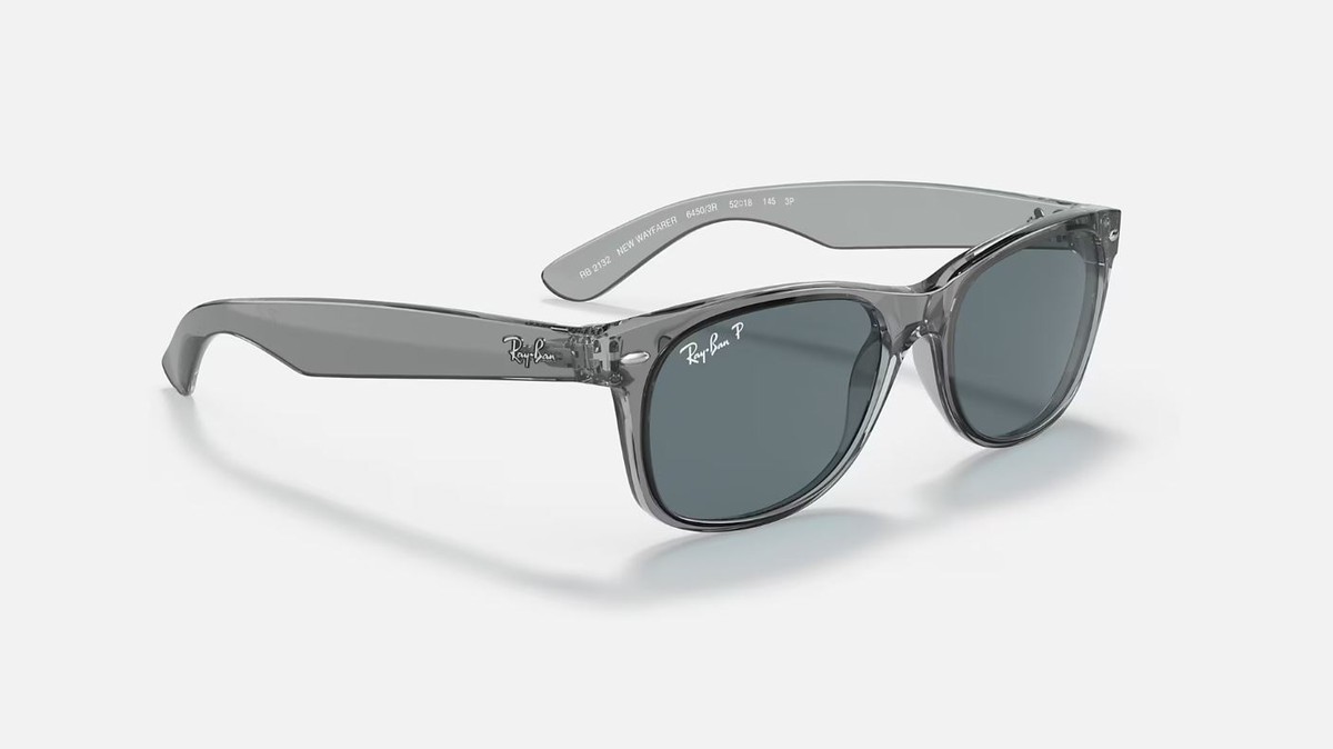 RayBan New Wayfarer Classic Transparent Grey/Dark Blue Polarized