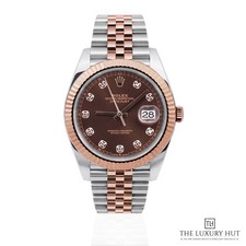 Rolex Datejust 41- 126331, With Box Steel & Everose Gold Chocolate Diamond Dial