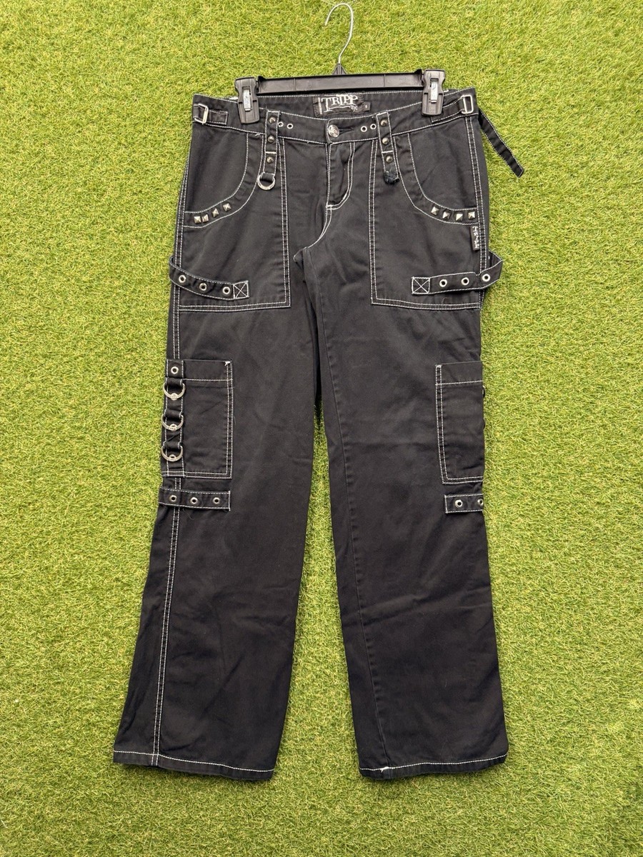 Y2K Tripp NYC Pants Womens 5 Cargo Goth Emo Scene Baggy Zip Grunge