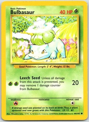 Bulbasaur 044/102 Base Set - Common LP Normal