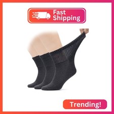 Hugh Ugoli Men's Cotton Diabetic Ankle Socks, Wide, Loose and Stretchy, Seamless