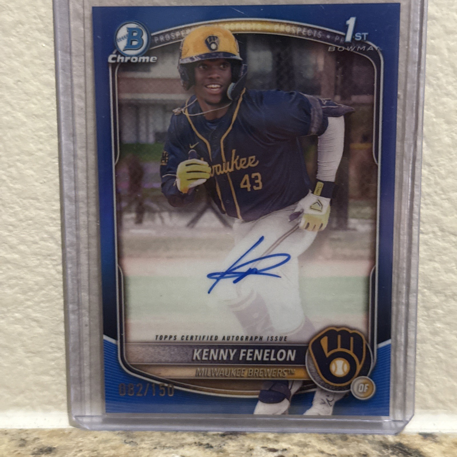 2025 Bowman Chrome Kenny Fenelon Auto Blue Refractor 1st Prospect /150