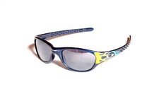 Oakley Fives 1.0 1998-1999 Blue/Yellow-Blue Flames Frame, Black Iridium Lens,