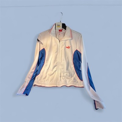 NWT Puma Tracksuit Set White Blue Red Track Jacket Pants Medium M