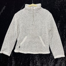 PrAna Quarter Zip Sweatshirt Light Gray Cozy School Front Pocket Youth Large