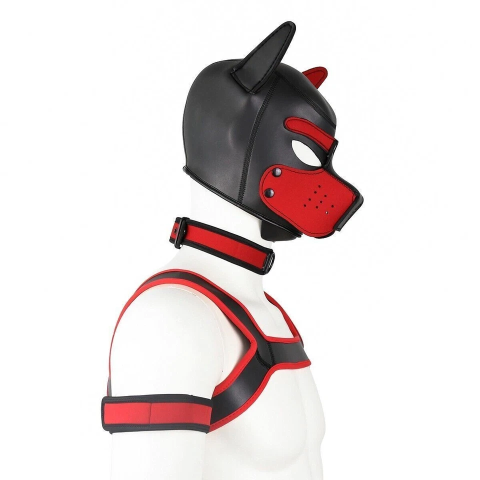 5PCS Neoprene Puppy Hood Role Play Dog Mask Puppy Cosplay Full Head Men Women - Image 4 of 4