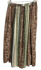 Vintage Kaktus Plus 1X Tribal Stripe Midi Skirt Rayon Elastic Waist