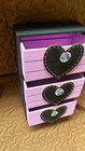 Handmade Pink Wood 3-Drawer  Storage Box Organizer, Black Heart Pulls — photo 1
