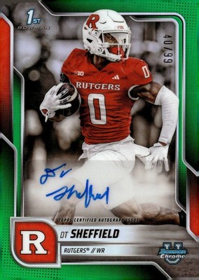 2025 Bowman U Chrome DT Sheffield Chrome Prospect Auto Green Refractor #/99