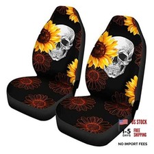 Sunflower Printed Front Seat Covers 2 pcs, Vehicle Seat Protector Car Mat
