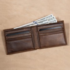 Men  s Leather Bifold Wallet   Handmade Full Grain Slim Wallet with Card Slot