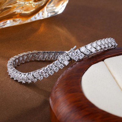 10.3ct Round Cut Lab Created Diamond Test Pass VVS1/D 18cm Tennis Bracelet