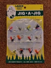 Vintage Lakco Tackle 12 Jig-A-Spider  Size 8 Jigs.  Full Card Of 12 