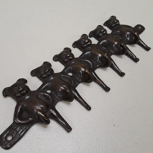 VTG Bronze Key Hooks Hat Rack Farmhouse Coat Hook Dancing Pigs Cottagecore - Picture 1 of 7